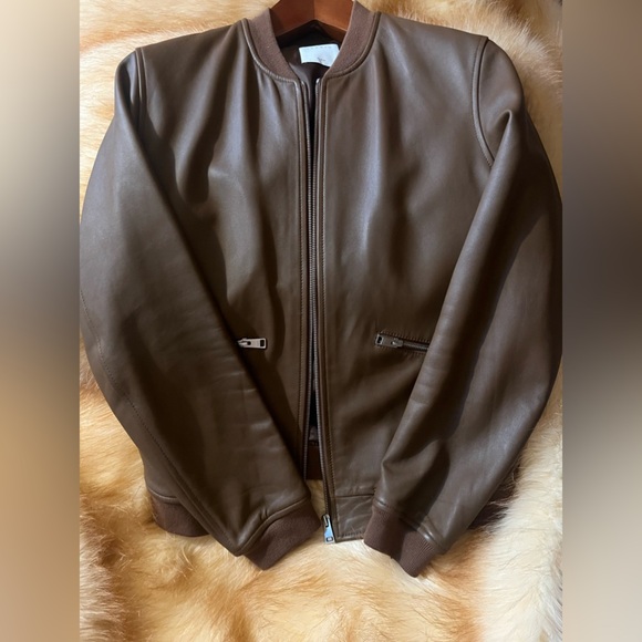 Sandro Other - Sandro Mens H21 New Monaco Leather Jacket Size S Marron Brown Lambskin